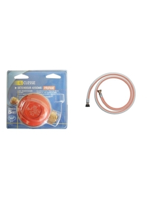 Cliquez pour ouvrir le point de vue largi                Clesse NF detendeur propane 37 mbar avec Tuyau gaz butane et propane 1m50, 1/2 pouces connexion. Kit complet